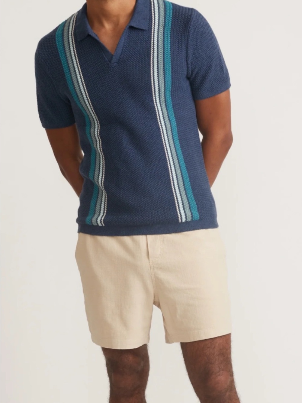 Marine Layer Conrad  Knit Polo with blue/Teal XL